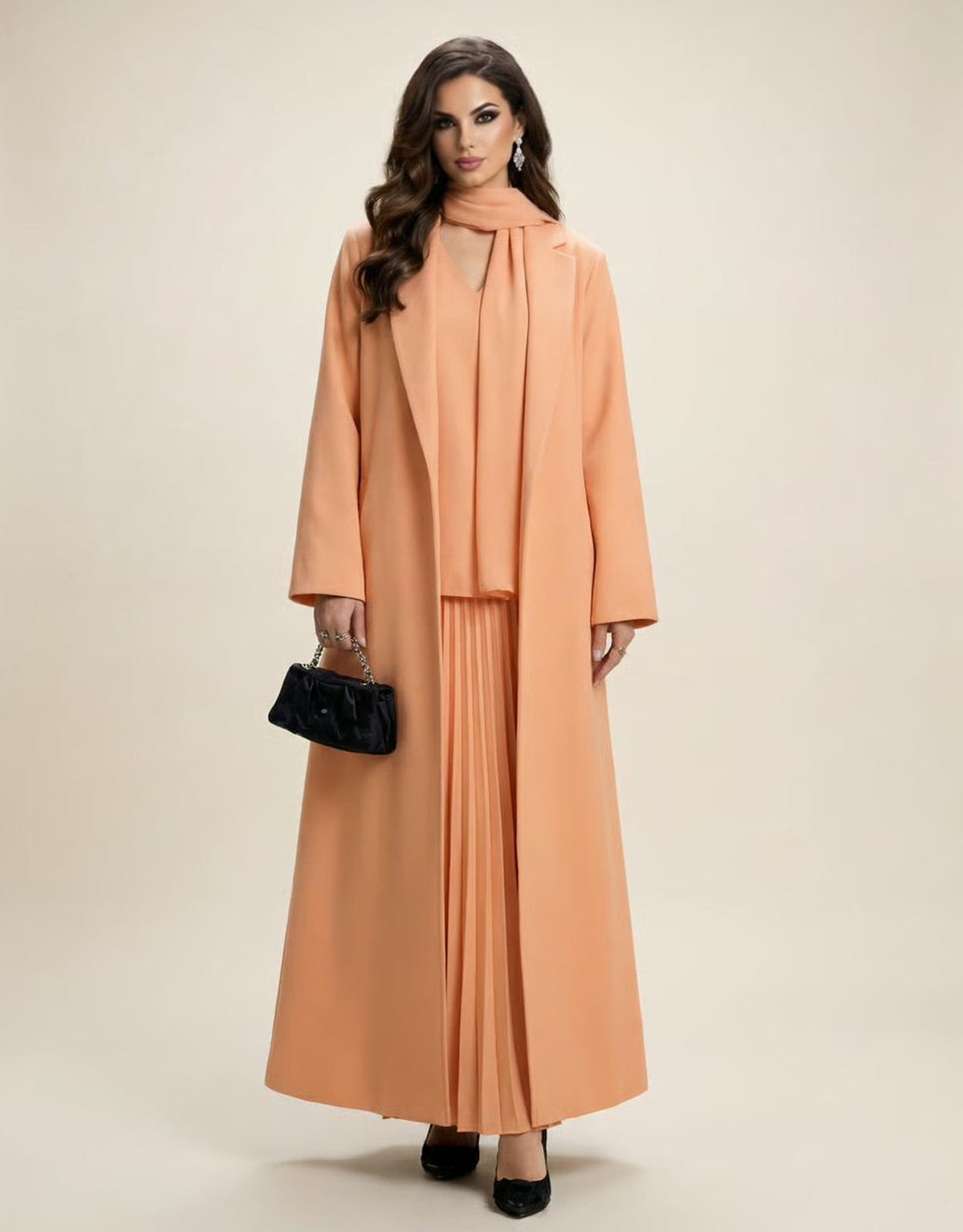 Apricot Pleated Elegance