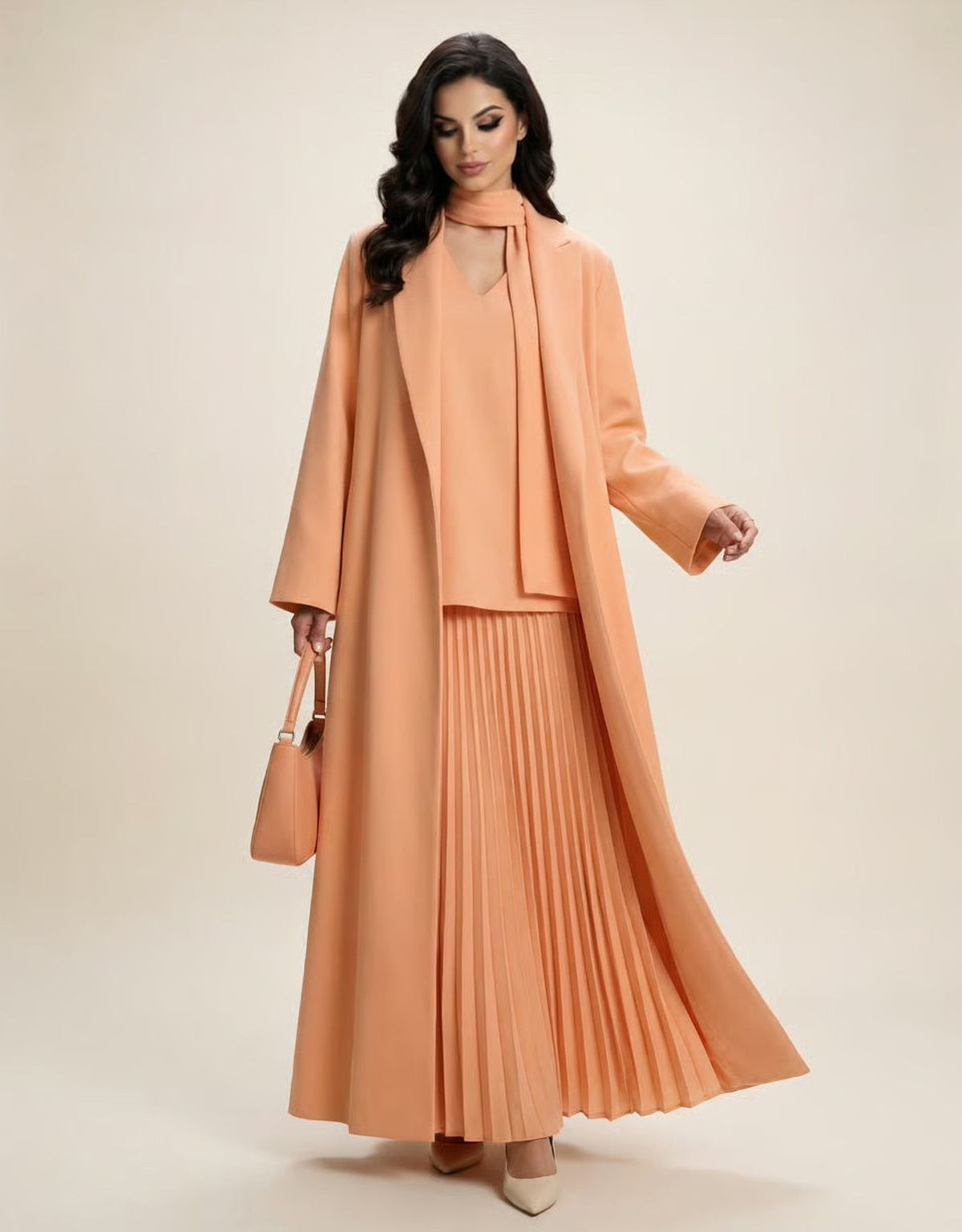 Apricot Pleated Elegance