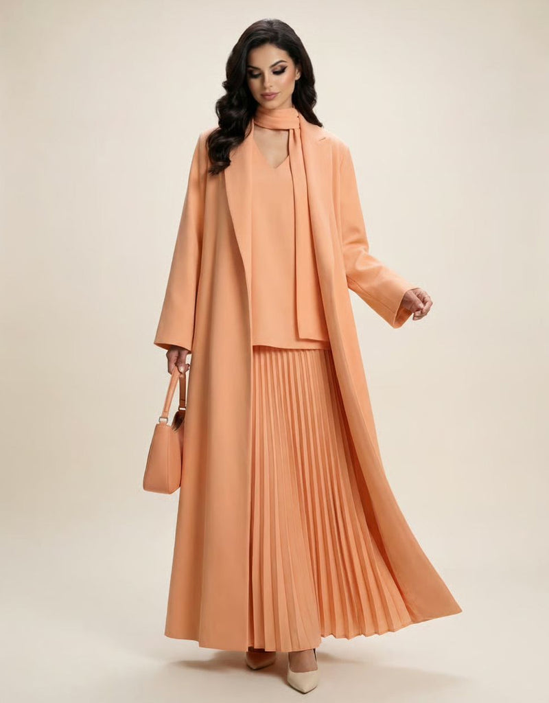 Apricot Pleated Elegance